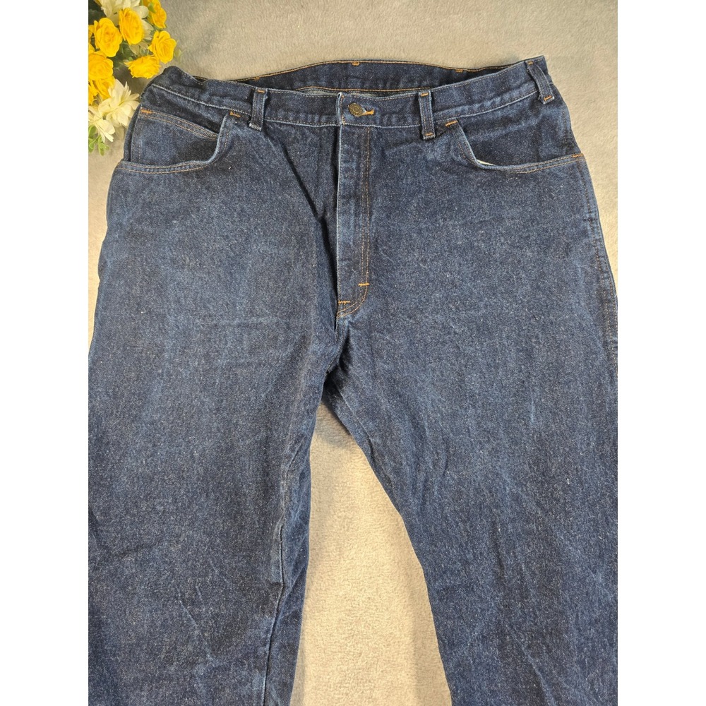 Key Industries Mens Vintage Dark Wash Denim Workwear Jeans 40x32 - Picture 3 of 16